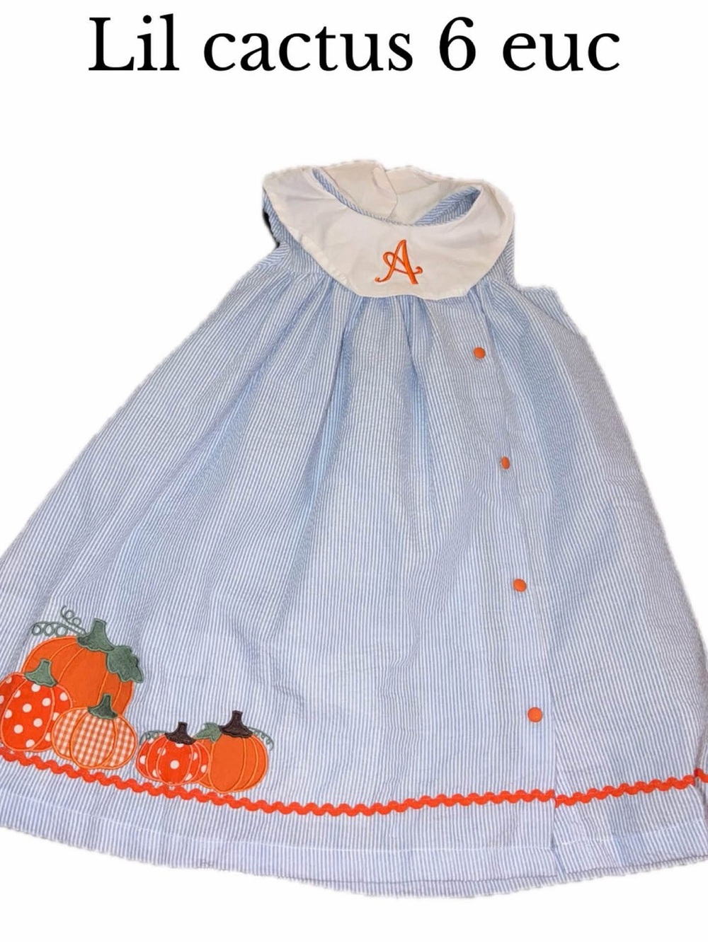 Lil cactus a monogram pumpkin Halloween fall dress
